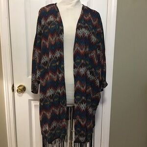 Women’s Russell Kemp plus size kimono beach wrap 1X Fringed hem. Dolman sleeves